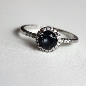 Size 9 silver ring with lab gemstones